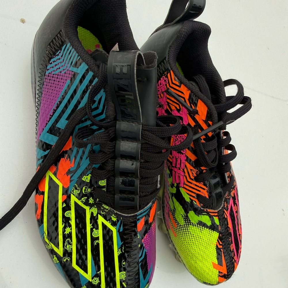 adidas Kids Black Sneakers with Neon Yellow, Orange, Teal and Pink Accents